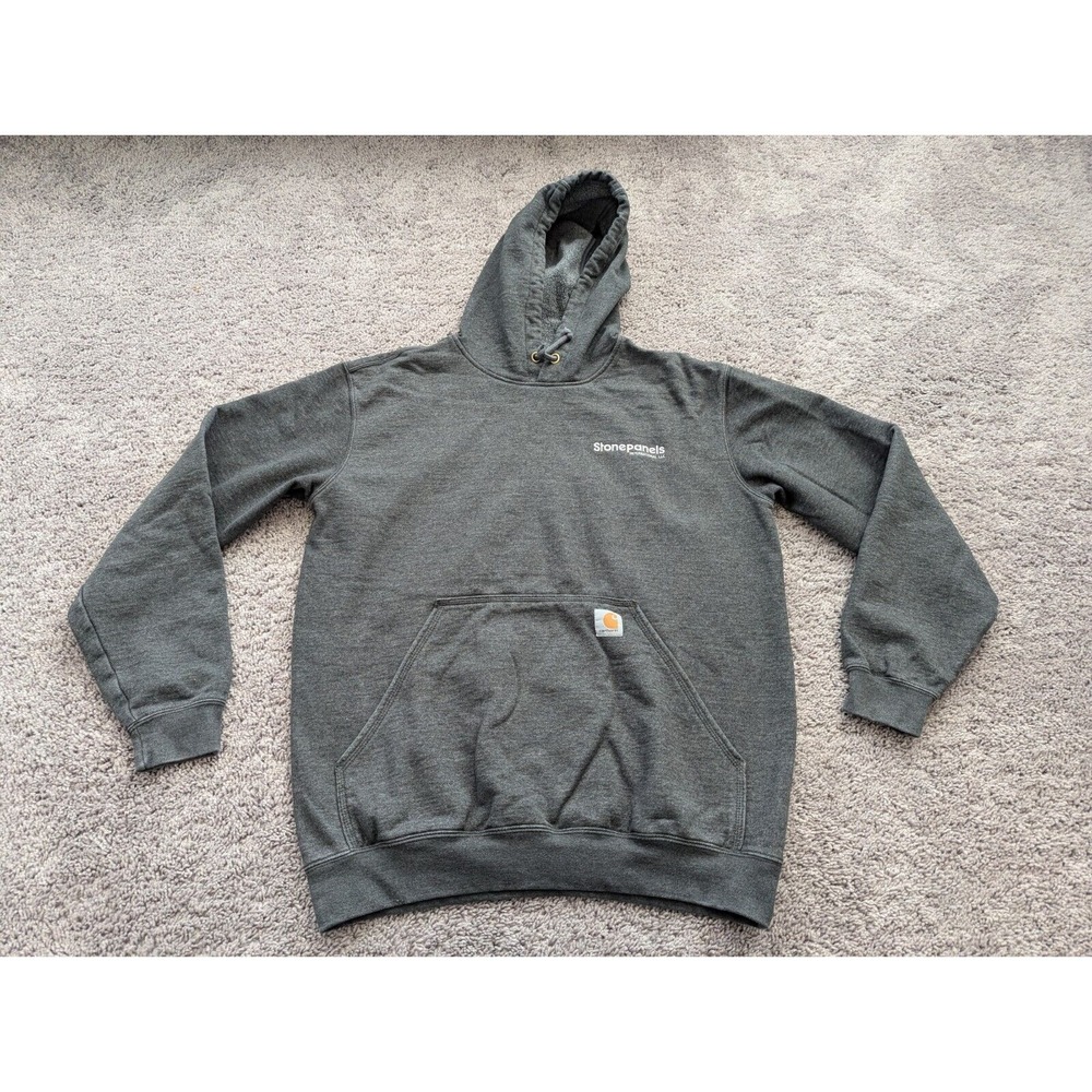 Carhartt‎ Hoodie Mens Medium Original Fit Gray Workwear Pullover Stone Panels